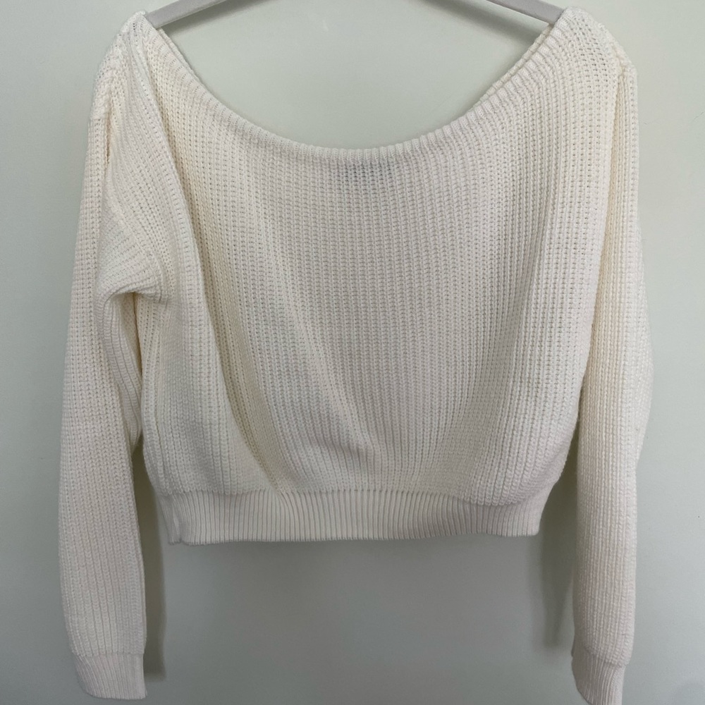 white off the shoulder sweater